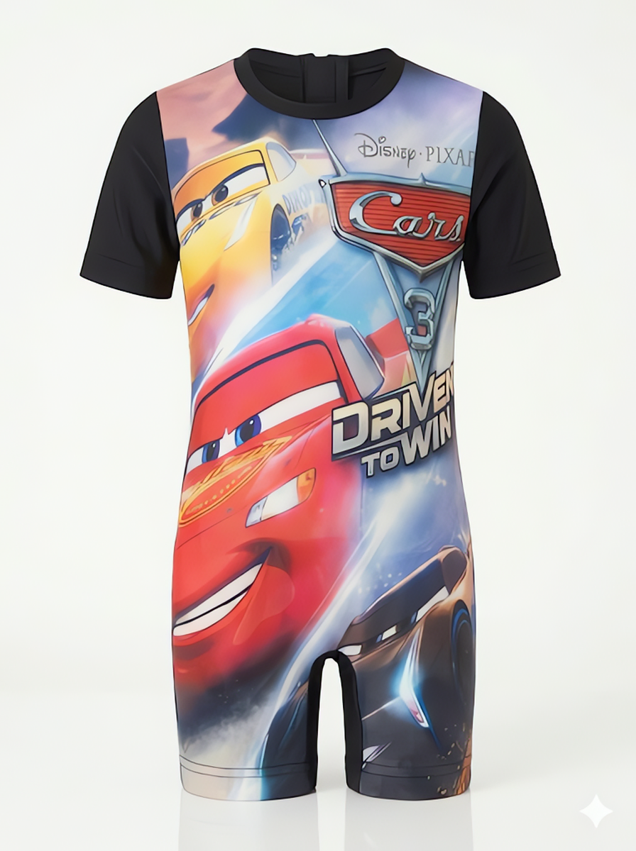 Lightning McQueen short-sleeve swimsuit — front print