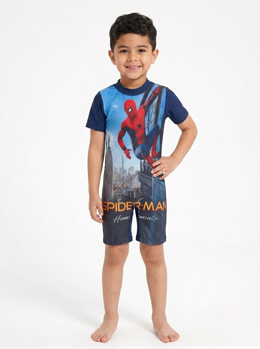 Young athlete wearing the Spider-Man Homecoming swimsuit