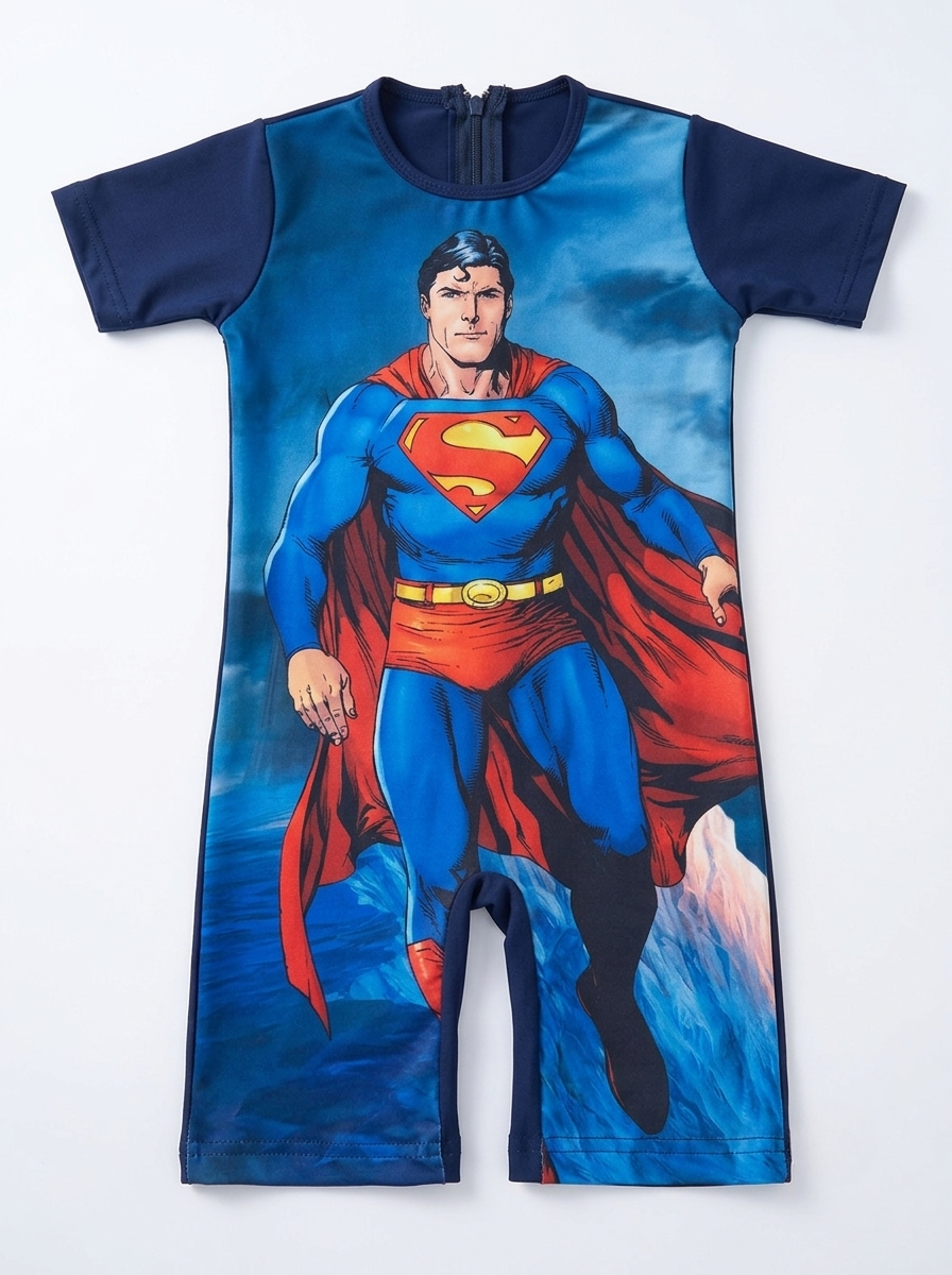 Superman Man of Steel swimsuit — emblem front print